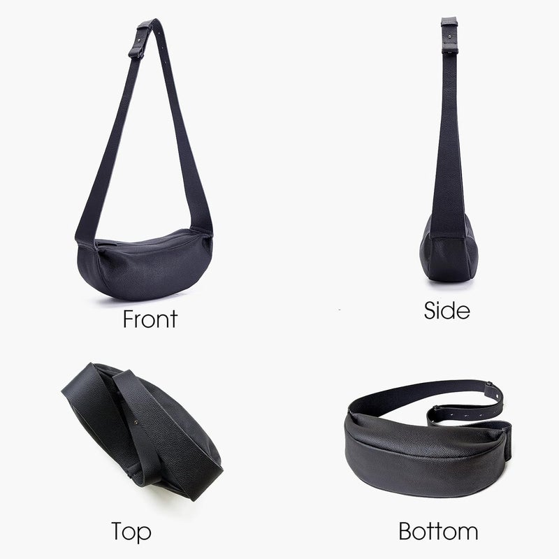 DONNAIN Genuine Leather Sling Bags Crossbody Women, Minimalist Style Casual Chest Bags with Wide Strap - Image 3
